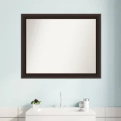 32" X 26" Non-Beveled Romano Espresso Narrow Wood Bathroom Wall Mirror - Amanti Art -Bathroom Products Store GUEST 4add55c7 744b 4580 b9b6 6d3fe9a54890