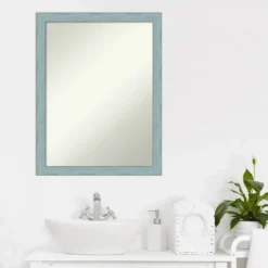 20" X 26" Non-Beveled Sky Blue Rustic Wood Bathroom Wall Mirror - Amanti Art -Bathroom Products Store GUEST 4bb27d2b 2ffd 40f0 89b1 c4e2da63fecf