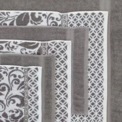 Modern Threads Reversible Yarn Dyed Jacquard Towel Set, Trefoil Filigree. -Bathroom Products Store GUEST 4bcabea5 d25c 445e 8a42 28fdd3f6ba96