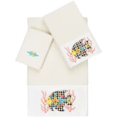 Set Of 3 Feliz Embroidered Towels - Linum Home Textiles -Bathroom Products Store GUEST 4cfb8279 6a08 4972 8074 c9736cb91bff