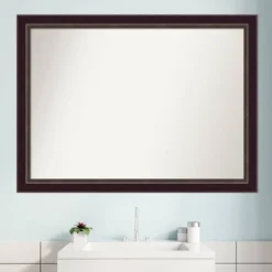 42" X 31" Non-Beveled Signore Bronze Wood Bathroom Wall Mirror - Amanti Art -Bathroom Products Store GUEST 4d442611 30d8 43b2 949f 252dab0b488e