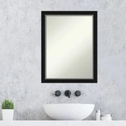 21" X 27" Non-Beveled Eva Narrow Bathroom Wall Mirror Black - Amanti Art -Bathroom Products Store GUEST 4fa1e8f0 359a 4c3c 9191 d66bf9600081