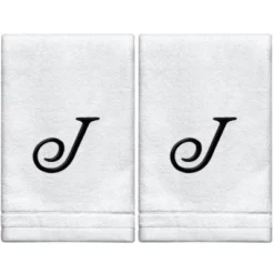 Creative Scents Set Of 2 White Fingertip Monogrammed Towels, Black Embroidered 17 Creative Scents Set Of 2 White Fingertip Monogrammed Towels, Black Embroidered -Bathroom Products Store GUEST 4fc46578 60d5 429d 91d1 24cc5536af82