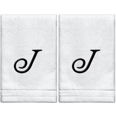 Creative Scents Set of 2 White Fingertip Monogrammed Towels, Black Embroidered Creative Scents Set Of 2 White Fingertip Monogrammed Towels, Black Embroidered -Bathroom Products Store GUEST 4fc46578 60d5 429d 91d1 24cc5536af82
