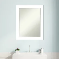 Amanti Art Wedge White Petite Bevel Bathroom Wall Mirror 28 X 22 In. -Bathroom Products Store GUEST 5259ae11 16f3 4d0f 854f 75b7f92fc0ed