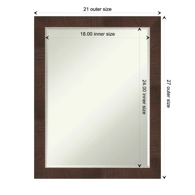 Amanti Art Wildwood Brown Narrow Petite Bevel Bathroom Wall Mirror 27.25 x 21.25 in. Amanti Art Wildwood Brown Narrow Petite Bevel Bathroom Wall Mirror 27.25 X 21.25 In. -Bathroom Products Store GUEST 52fb6875 ea8c 494e ad60 559562c3d21a