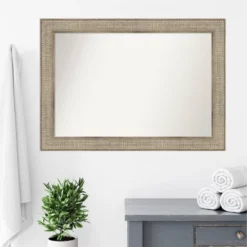 42" X 30" Non-Beveled Trellis Silver Wood Bathroom Wall Mirror - Amanti Art -Bathroom Products Store GUEST 5499ed02 0eb8 4861 93a2 437fd156d1f1