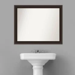 32" X 26" Non-Beveled Romano Espresso Narrow Wood Bathroom Wall Mirror - Amanti Art -Bathroom Products Store GUEST 55bdb6a4 3339 4296 85a0 9084906b1f47