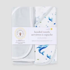 Burt's Bees Baby Burt's Bees Baby® Set Of 2 Whale Of A Tale Hooded Towel - Light Blue