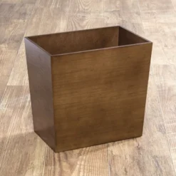 MDesign Trash Can Wastebasket, Garbage Container Bin - Bamboo Veneer