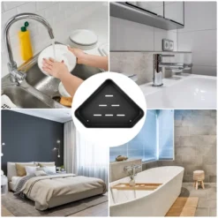 Unique Bargains Bath Corner Shower Shelves Adhesive Caddy With Hooks Drill For Bathroom 9.57"x9.57"x1.97" 2 Sets -Bathroom Products Store GUEST 5ab07b47 cef6 448e af8f a49f9e0372e1