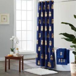 Gilded Pineapple Shower Curtain Blue - SKL Home 4 Gilded Pineapple Shower Curtain Blue - SKL Home -Bathroom Products Store GUEST 5be987ba a952 44a9 9be7 adea36f3dcb4