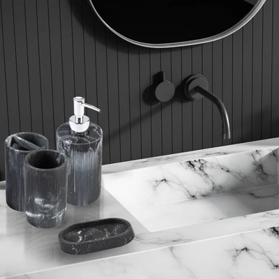 4pc Marble Resin marble effect Bath Accessory Set Black - KRALIX 4pc Marble Resin Marble Effect Bath Accessory Set Black - KRALIX -Bathroom Products Store GUEST 5df27212 869b 4dde b264 89dd97337823