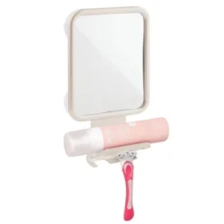 MDesign Large Modern Metal Suction Shaving Mirror Center For Bathroom