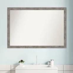 39" X 27" Non-Beveled Marred Wood Bathroom Wall Mirror Pewter - Amanti Art -Bathroom Products Store GUEST 5fbc4666 f571 4bda adae 1d12007a1010