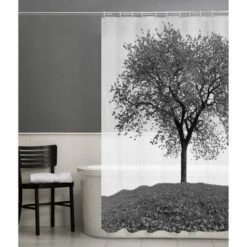 13pc Arbor PEVA Shower Curtain And Rings Set Black - Zenna Home