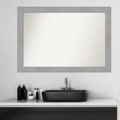 40" X 28" Non-Beveled Vista Brushed Nickel Bathroom Wall Mirror - Amanti Art -Bathroom Products Store GUEST 60809928 7c56 44a0 b799 9e7e3937b6d8
