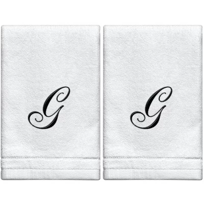 Creative Scents Set of 2 White Fingertip Monogrammed Towels, Black Embroidered Creative Scents Set Of 2 White Fingertip Monogrammed Towels, Black Embroidered -Bathroom Products Store GUEST 610fedae ab77 445a bdd5 3de6f58f743b