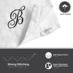 Creative Scents Set Of 2 White Fingertip Monogrammed Towels, Black Embroidered 4 Creative Scents Set Of 2 White Fingertip Monogrammed Towels, Black Embroidered -Bathroom Products Store GUEST 62eb3dd9 0ddf 441a b9aa eb0f737abd52