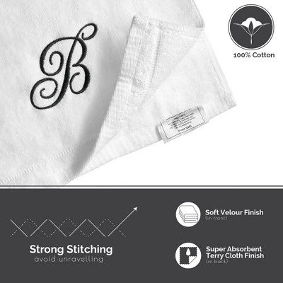 Creative Scents Set of 2 White Fingertip Monogrammed Towels, Black Embroidered Creative Scents Set Of 2 White Fingertip Monogrammed Towels, Black Embroidered -Bathroom Products Store GUEST 62eb3dd9 0ddf 441a b9aa eb0f737abd52