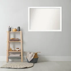 41" X 30" Non-Beveled Cabinet Narrow Bathroom Wall Mirror White - Amanti Art -Bathroom Products Store GUEST 6383207e 3d19 42ba 8e64 c917c1199ce3