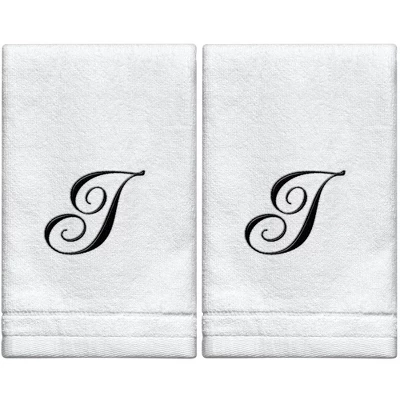 Creative Scents Set of 2 White Fingertip Monogrammed Towels, Black Embroidered Creative Scents Set Of 2 White Fingertip Monogrammed Towels, Black Embroidered -Bathroom Products Store GUEST 647343ad 7500 4248 afc4 c968326e3473