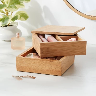 6" x 6" x 4" Square Swivel Hinge Bamboo Countertop Organizer - Brightroom™ 6" X 6" X 4" Square Swivel Hinge Bamboo Countertop Organizer - Brightroom™ -Bathroom Products Store GUEST 6486c75a 5850 4c74 bf17 3d519d5476ac