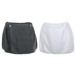 Unique Bargains Men's Bath Wrap Towel For Shower Spa Adjustable Robes With Hair Dry Cap White Gray 2 Pcs -Bathroom Products Store GUEST 64b37b68 0f51 46cc 8e4c dcb0a7399c72