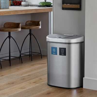 Nine Stars 18.5gal Motion Sensor D-Shape Stainless Steel Recycling Trash Can Nine Stars 18.5gal Motion Sensor D-Shape Stainless Steel Recycling Trash Can -Bathroom Products Store GUEST 66d10516 f87a 433f a043 5fe88176abe0