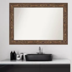 42" X 30" Non-Beveled Bridge Wood Bathroom Wall Mirror Brown - Amanti Art -Bathroom Products Store GUEST 66f537b0 3ace 46cc b1c6 671b13e40022