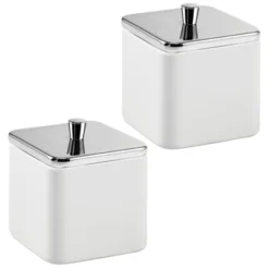 MDesign Square Metal Bathroom Vanity Canister Apothecary Jar 2 Pack -Bathroom Products Store GUEST 69226f5f 5540 4aad bcaa 3a5f13095a01