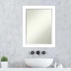 Amanti Art Wedge White Petite Bevel Bathroom Wall Mirror 28 X 22 In. -Bathroom Products Store GUEST 69ecebfb 4c1a 4fb2 83d0 94c81cf551c8