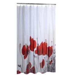 Poppy Fields Shower Curtain Red/White - Moda At Home -Bathroom Products Store GUEST 6c61c555 1ef5 432f 8542 c01a4e28a727