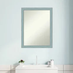 20" X 26" Non-Beveled Sky Blue Rustic Wood Bathroom Wall Mirror - Amanti Art -Bathroom Products Store GUEST 6c96e01d e381 4283 ab5e d3614c594e61
