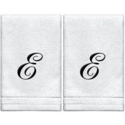 Creative Scents Set Of 2 White Fingertip Monogrammed Towels, Black Embroidered 12 Creative Scents Set Of 2 White Fingertip Monogrammed Towels, Black Embroidered -Bathroom Products Store GUEST 6d095042 86fe 4da9 86b0 f7c1466825e4