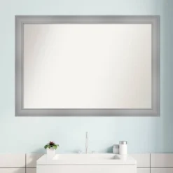 40" X 28" Non-Beveled Flair Bathroom Wall Mirror Polished Nickel - Amanti Art -Bathroom Products Store GUEST 742273a6 a359 4438 aea9 0cbfaf5577ea