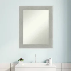 23" X 29" Non-Beveled Glam Linen Bathroom Wall Mirror Gray - Amanti Art -Bathroom Products Store GUEST 7466d3aa 7db8 476c 8354 3606324e7925