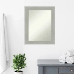 23" X 29" Non-Beveled Glam Linen Bathroom Wall Mirror Gray - Amanti Art -Bathroom Products Store GUEST 74ad665f 0a3b 4680 9e5f d71ab3bbdedd