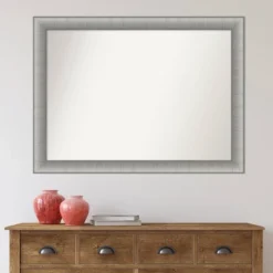 43" X 32" Non-Beveled Elegant Bathroom Wall Mirror Brushed Pewter - Amanti Art -Bathroom Products Store GUEST 752f5271 752d 4c51 a301 f7b5d4c742c8