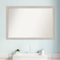 39" X 27" Non-Beveled Marred Wood Bathroom Wall Mirror Silver - Amanti Art -Bathroom Products Store GUEST 78bf3540 e3c3 4810 ab38 e5abeb8189b6