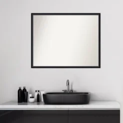 29" X 23" Non-Beveled Lucie Wood Bathroom Wall Mirror Black - Amanti Art -Bathroom Products Store GUEST 78f61ee9 b21c 48dc 90ee 29ae4b45ebc2