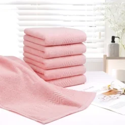 6 Pcs 100% Plush Cotton Ultra Soft And Absorbent Towels Washcloth - PiccoCasa