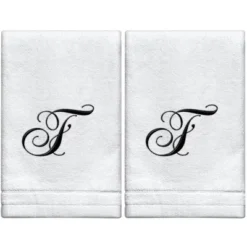 Creative Scents Set Of 2 White Fingertip Monogrammed Towels, Black Embroidered 13 Creative Scents Set Of 2 White Fingertip Monogrammed Towels, Black Embroidered -Bathroom Products Store GUEST 7c304203 32fa 4c2b 8cff 59b89e551697