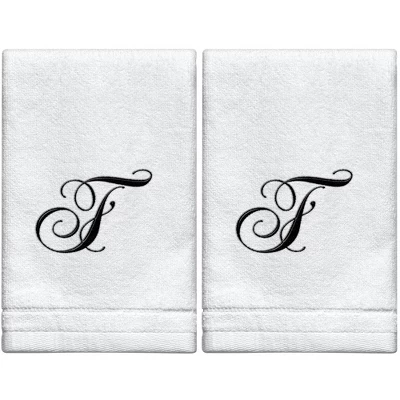 Creative Scents Set of 2 White Fingertip Monogrammed Towels, Black Embroidered Creative Scents Set Of 2 White Fingertip Monogrammed Towels, Black Embroidered -Bathroom Products Store GUEST 7c304203 32fa 4c2b 8cff 59b89e551697