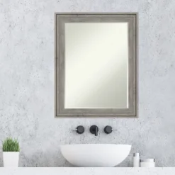 Amanti Art Regis Barnwood Grey Petite Bevel Wood Bathroom Wall Mirror 28.5 X 22.5 In. -Bathroom Products Store GUEST 7c42dbe0 1bc3 467e abb3 b93a3bcf4011