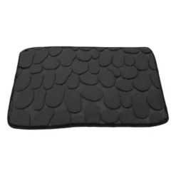 Unique Bargains Cobblestone Pattern Bathroom Rugs Polyester Bath Mat Machine Washable Black 23.62"x15.75" -Bathroom Products Store GUEST 7c4e41bb e4a2 4818 b4b6 8862fd9a29c3