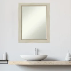 Amanti Art Parthenon Cream Petite Bevel Wood Bathroom Wall Mirror 28.25 X 22.25 In. -Bathroom Products Store GUEST 7c58ac06 9b41 4d89 9810 3832431ebd93