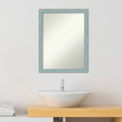 20" X 26" Non-Beveled Sky Blue Rustic Wood Bathroom Wall Mirror - Amanti Art -Bathroom Products Store GUEST 7df3c1d9 ad97 43d1 b4a7 2b6f73108843