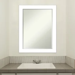 Amanti Art Wedge White Petite Bevel Bathroom Wall Mirror 28 X 22 In. -Bathroom Products Store GUEST 7eaf6a72 0907 439c 9f85 79c6efc0d16e