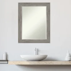 Amanti Art Regis Barnwood Grey Petite Bevel Wood Bathroom Wall Mirror 28.5 X 22.5 In. -Bathroom Products Store GUEST 816bf3de 2012 49df b958 4a8a097afb45